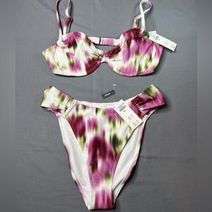 Abercrombie & Fitch Pink and Green Bikini Brand New! Top L, bottom S